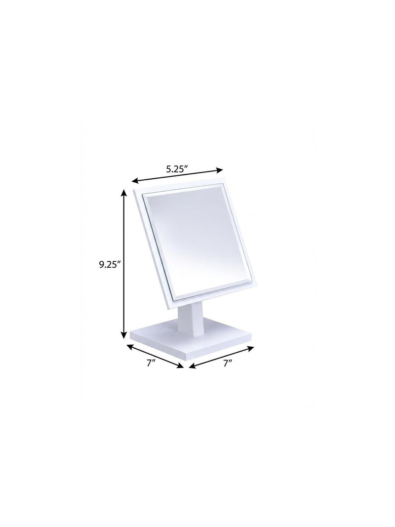 9" White Wood Square Freestanding Framed Makeup Shaving Tabletop Mirror - Bed & Bath