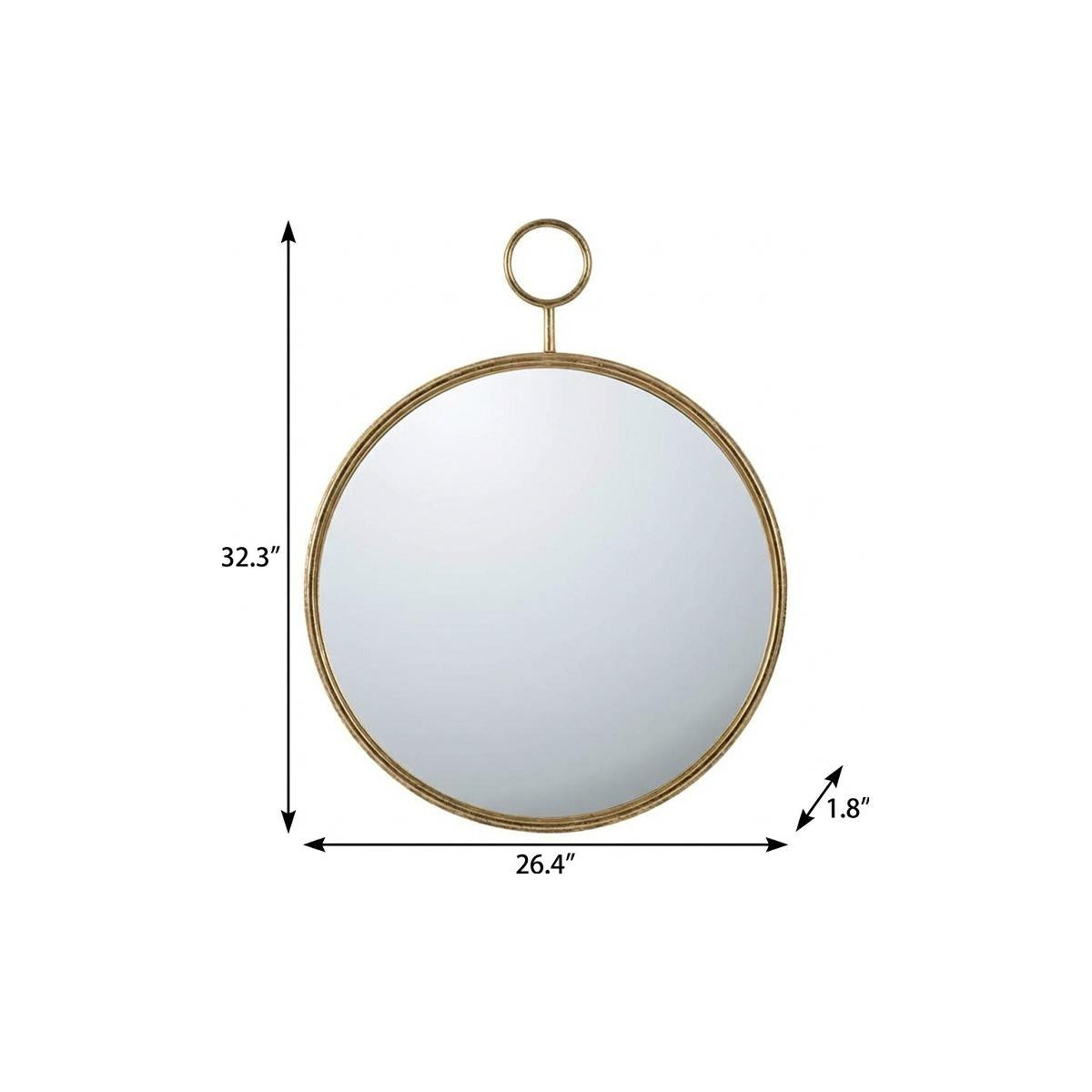 32" Gold Round Iron Framed Accent Mirror - Bed & Bath