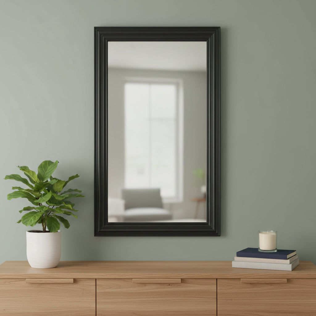 26" Black Beveled Lines Framed Accent Mirror - Bed & Bath