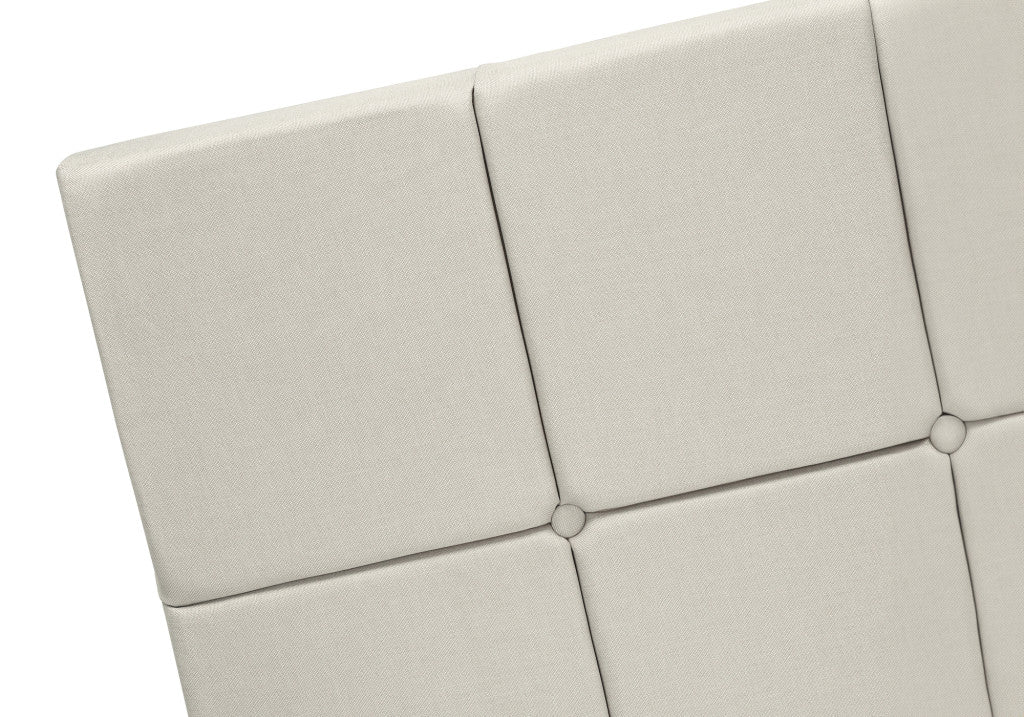 Beige Tufted Linen Queen Bed Frame - Bed & Bath