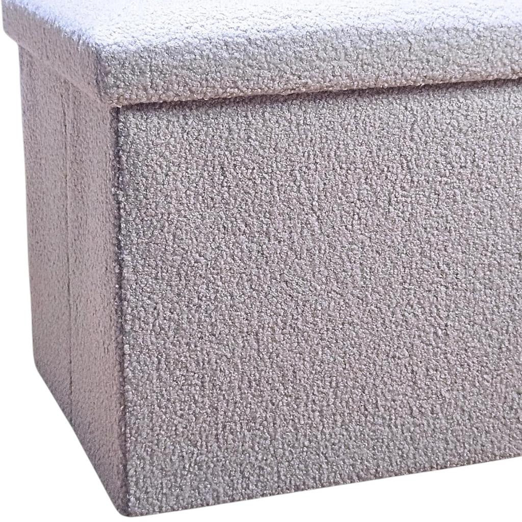 12" Gray Boucle Cube Ottoman With Storage - Living Room