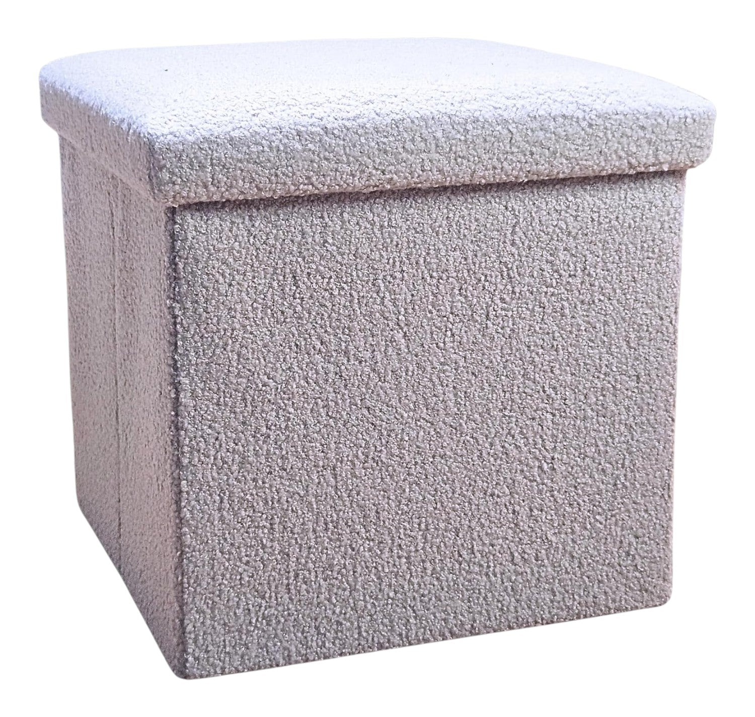 12" Gray Boucle Cube Ottoman With Storage - Living Room