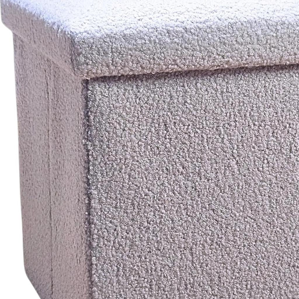 12" Gray Boucle Cube Ottoman With Storage - Living Room