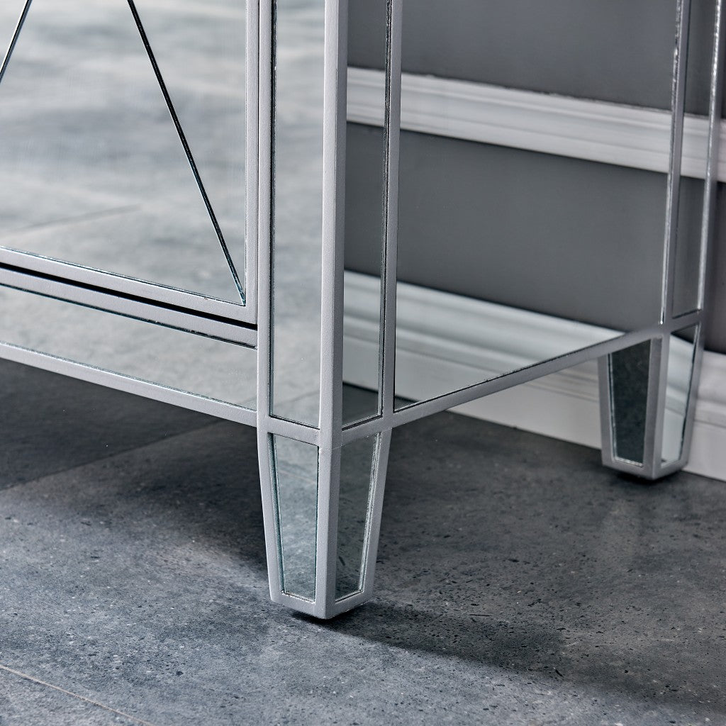 40" Silver Glass Three Drawer Sideboard with Three Doors - Kitchen & Dining