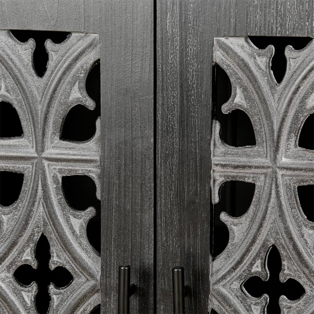 65" Charcoal Distressed Wood Sideboard with Four Doors - Kitchen & Dining