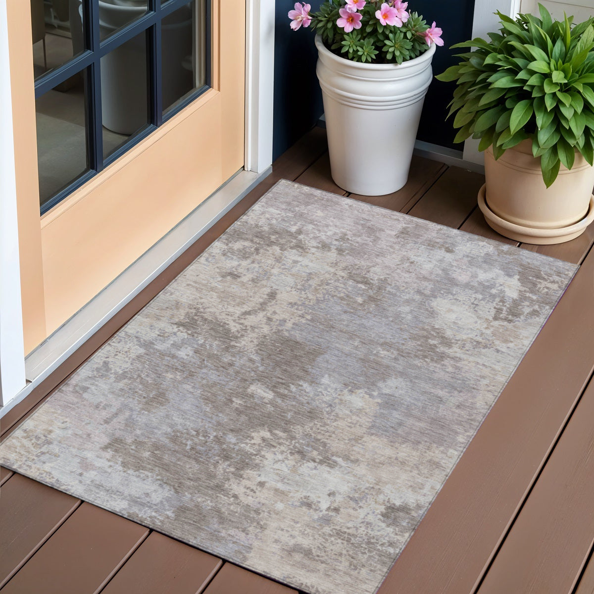 3' X 5' Taupe And Beige Abstract Washable Indoor Outdoor Area Rug - Sports & Outdoor