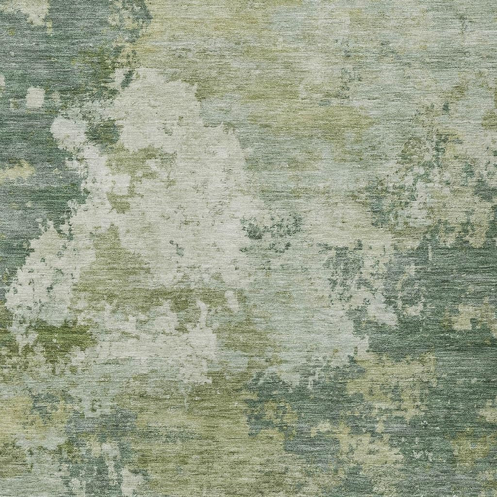 3' X 5' Fern Green And Ivory Abstract Washable Indoor Outdoor Area Rug - Sports & Outdoor