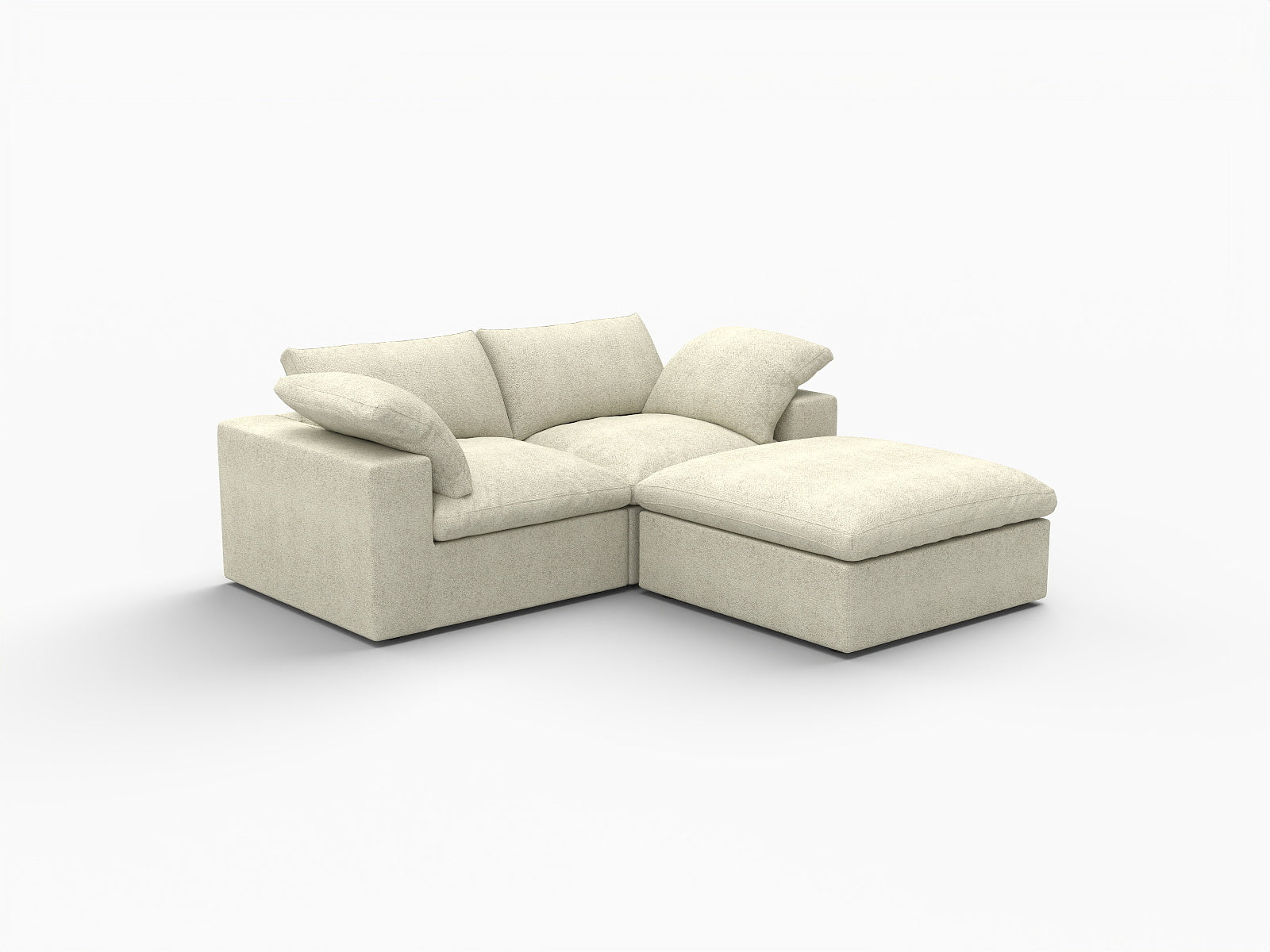 79" Khaki and Black Linen Blend Modular Loveseat With Storage - Living Room