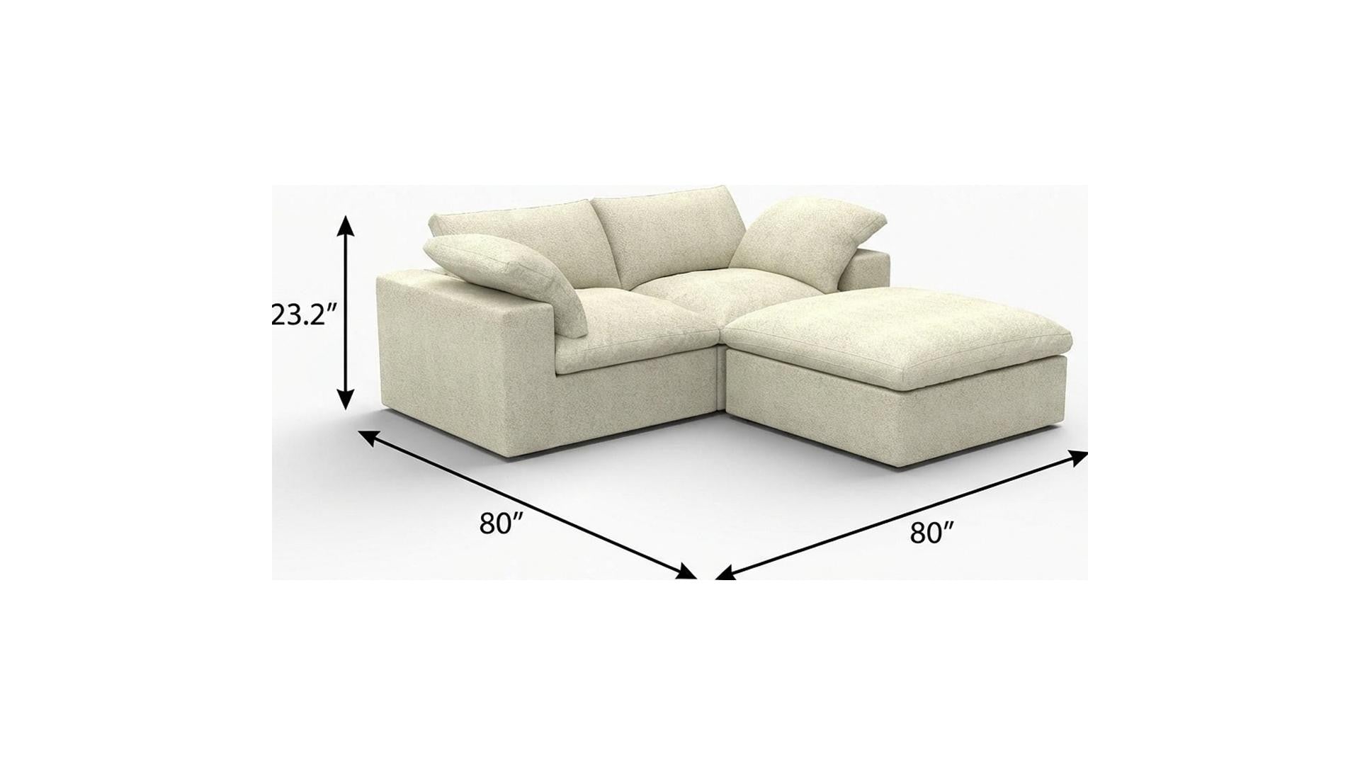 79" Khaki and Black Linen Blend Modular Loveseat With Storage - Living Room