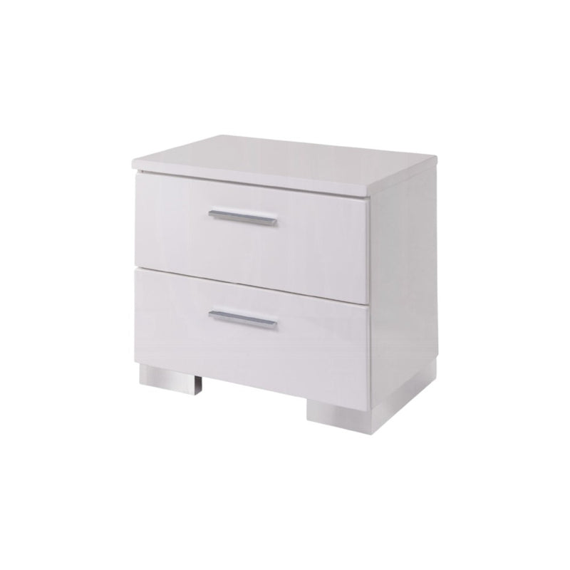 23" White Two Drawers Mirrored Nightstand - Bed & Bath