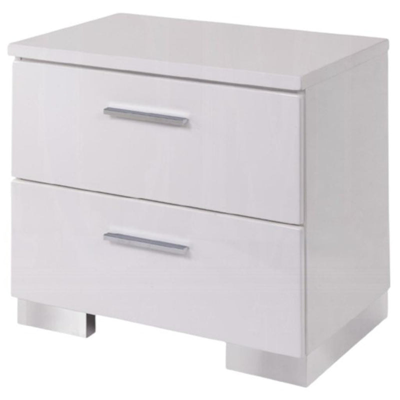 23" White Two Drawers Mirrored Nightstand - Bed & Bath