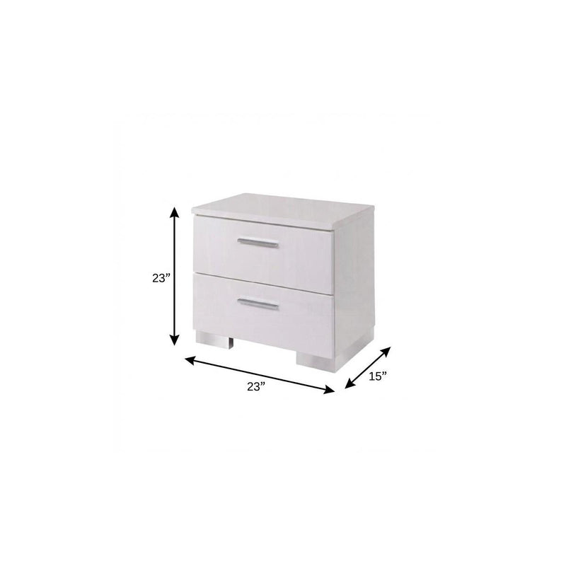23" White Two Drawers Mirrored Nightstand - Bed & Bath