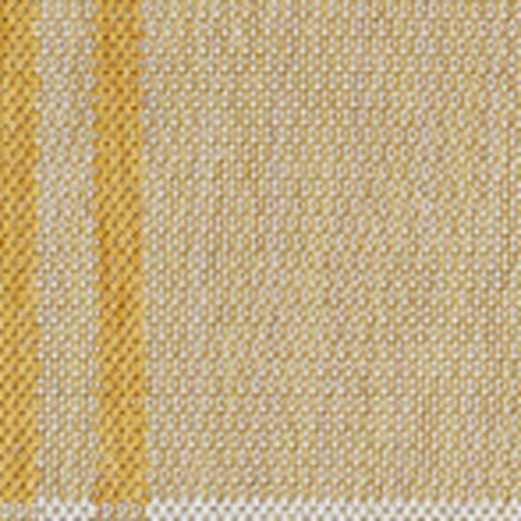 Close-up of yellow and cream gingham rug fabric with woven grid texture.