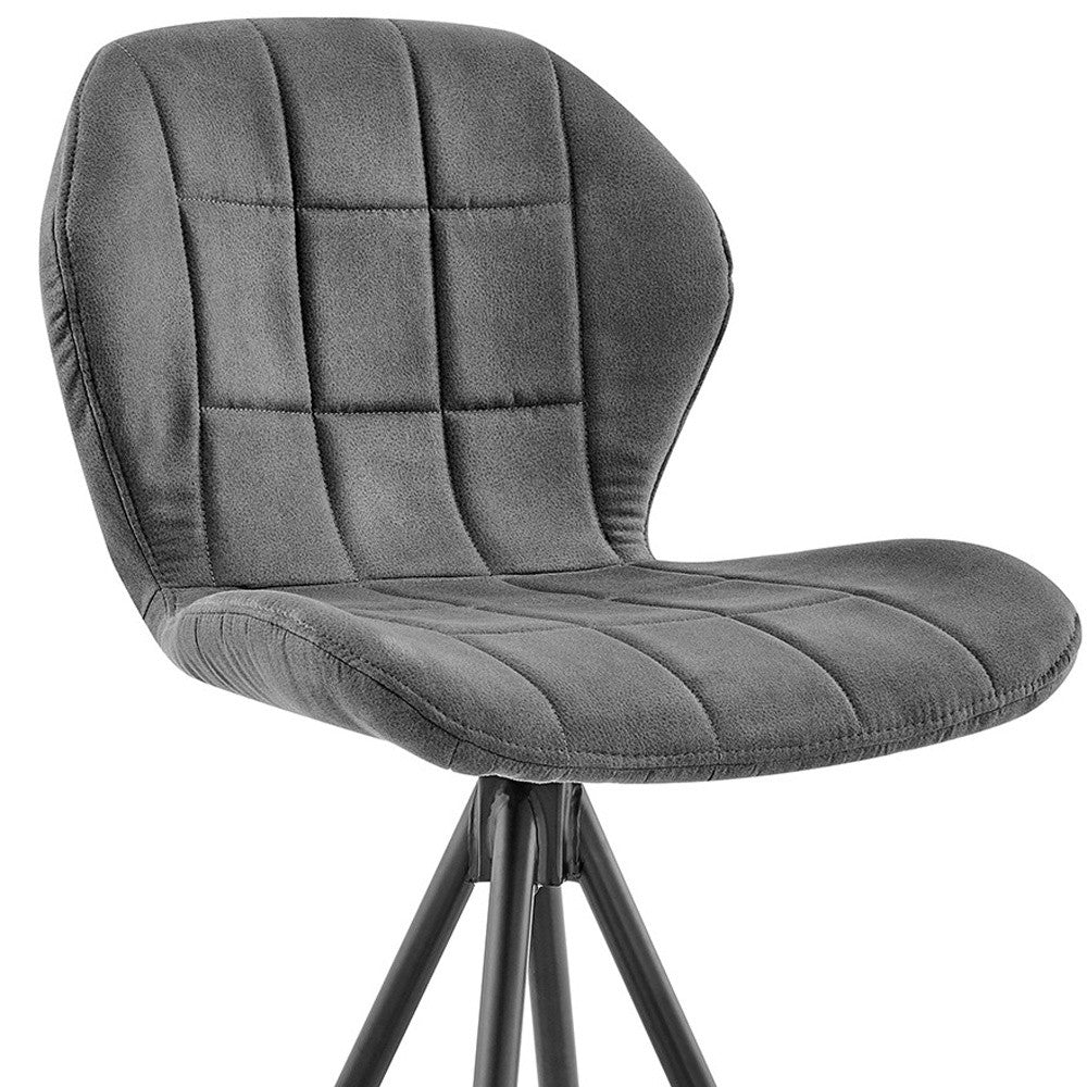 27" Charcoal And Black Fabric Microfiber And Microsuede And Iron Counter Height Bar Chair - Living Room