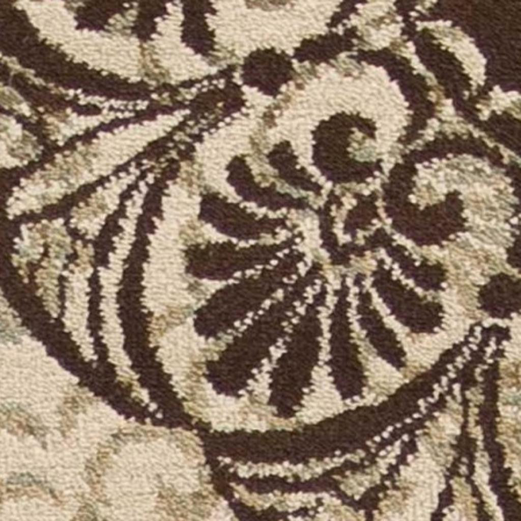 5' X 8' Sage Brown And Ivory Floral Medallion Area Rug - Home Decor