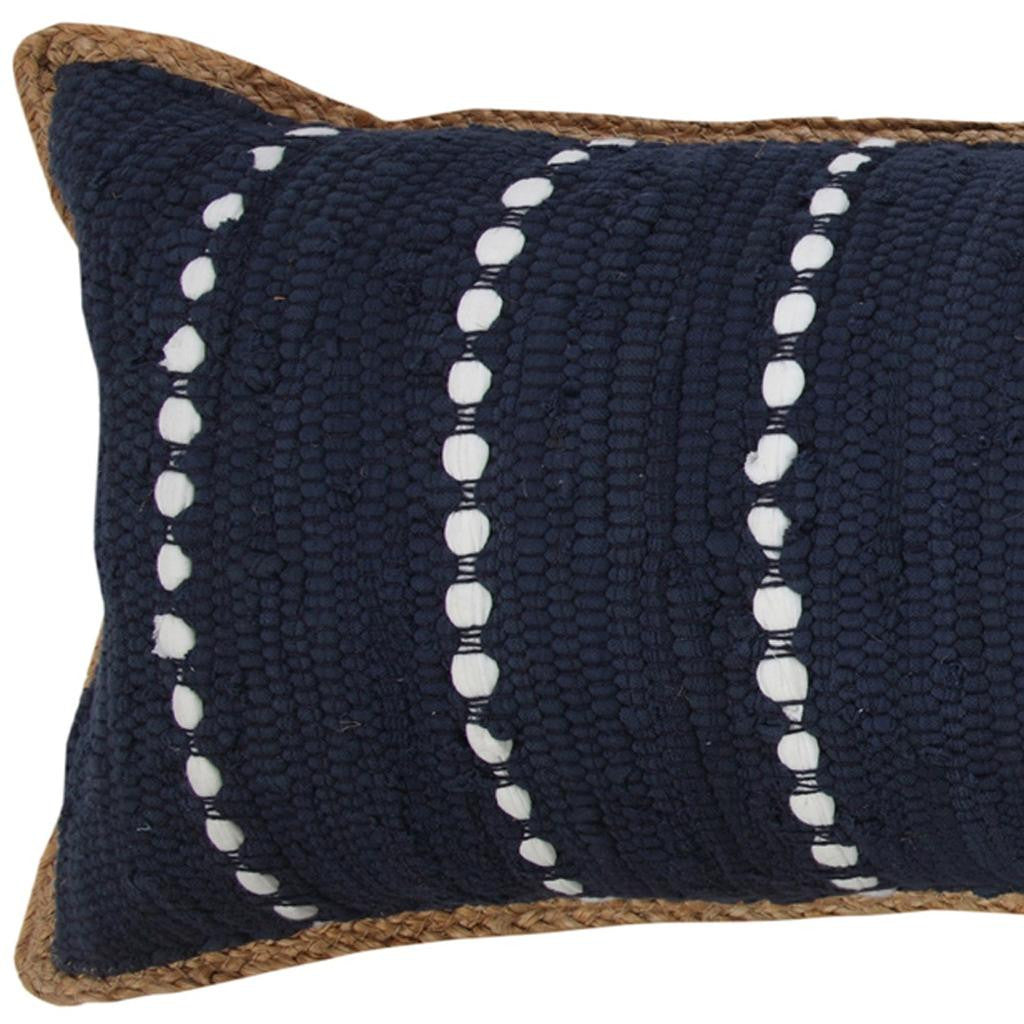 14" X 36" Blue and Beige Lumbar Throw Pillow - Home & Garden