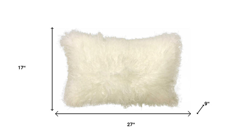 20" Creamy Genuine Tibetan Lamb Fur Pillow With Microsuede Backing - Home Decor