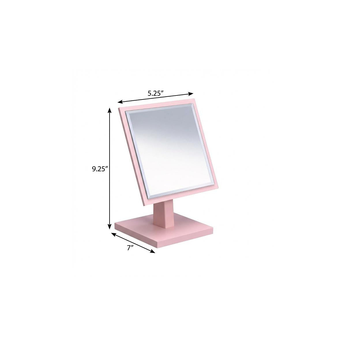 9" Pink Wood Square Freestanding Framed Makeup Shaving Tabletop Mirror - Bed & Bath