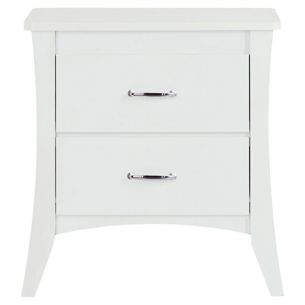 25" White Wood Two Drawer Nightstand - Bed & Bath