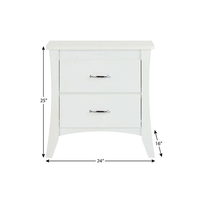 25" White Wood Two Drawer Nightstand - Bed & Bath