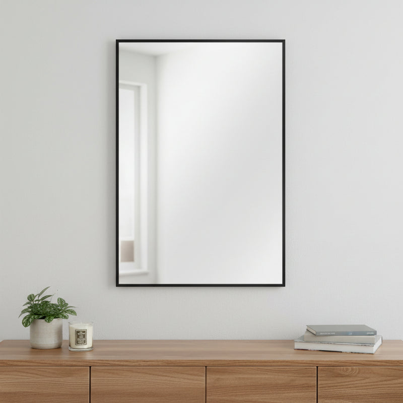 36" Black Metal Framed Accent Mirror - Bed & Bath