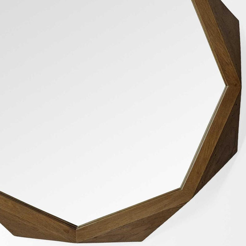 41" Brown Solid Wood Octagon Framed Accent Mirror - Bed & Bath