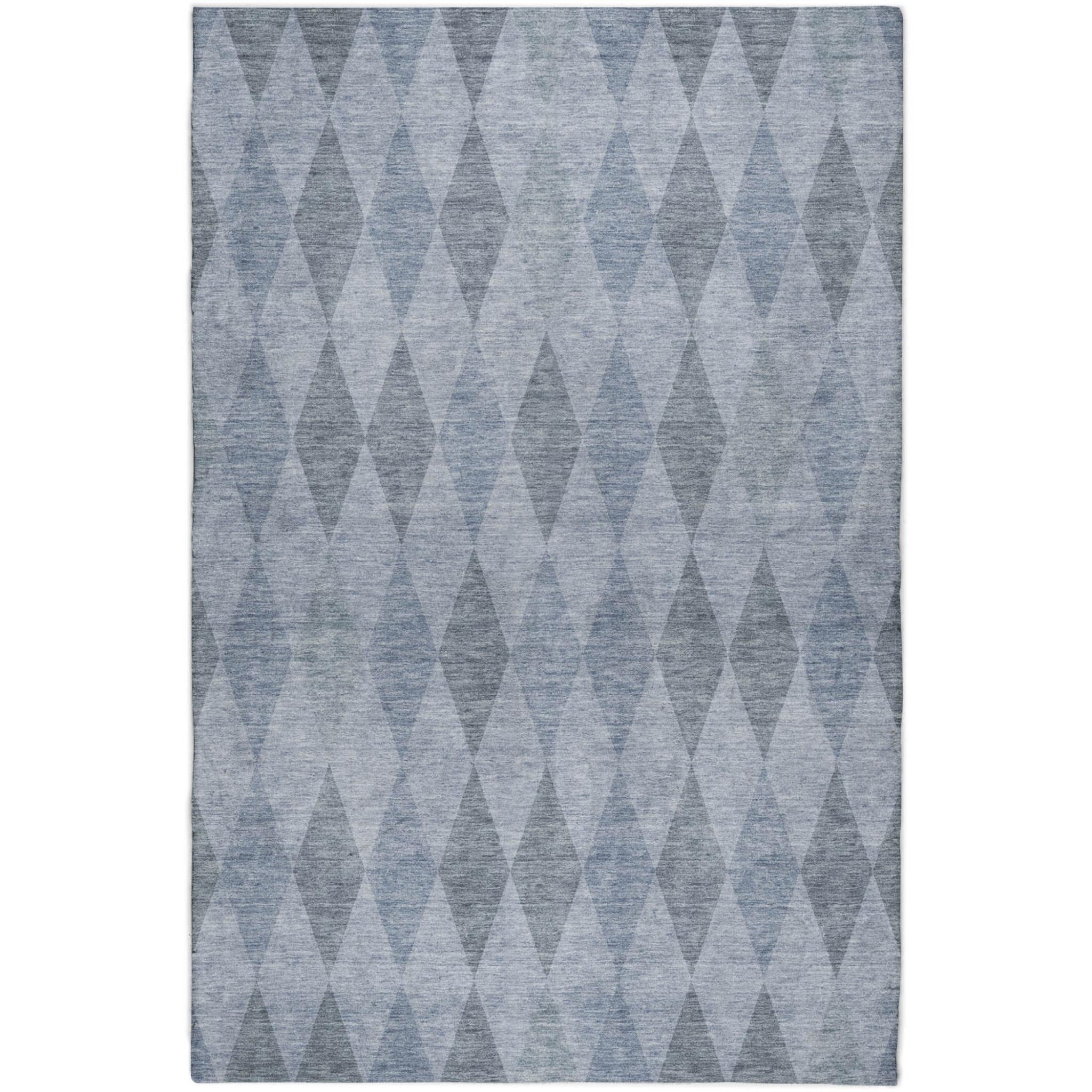 10' X 14' Denim Blue And Gray Geometric Shag Washable Area Rug With UV Protection - Home & Garden