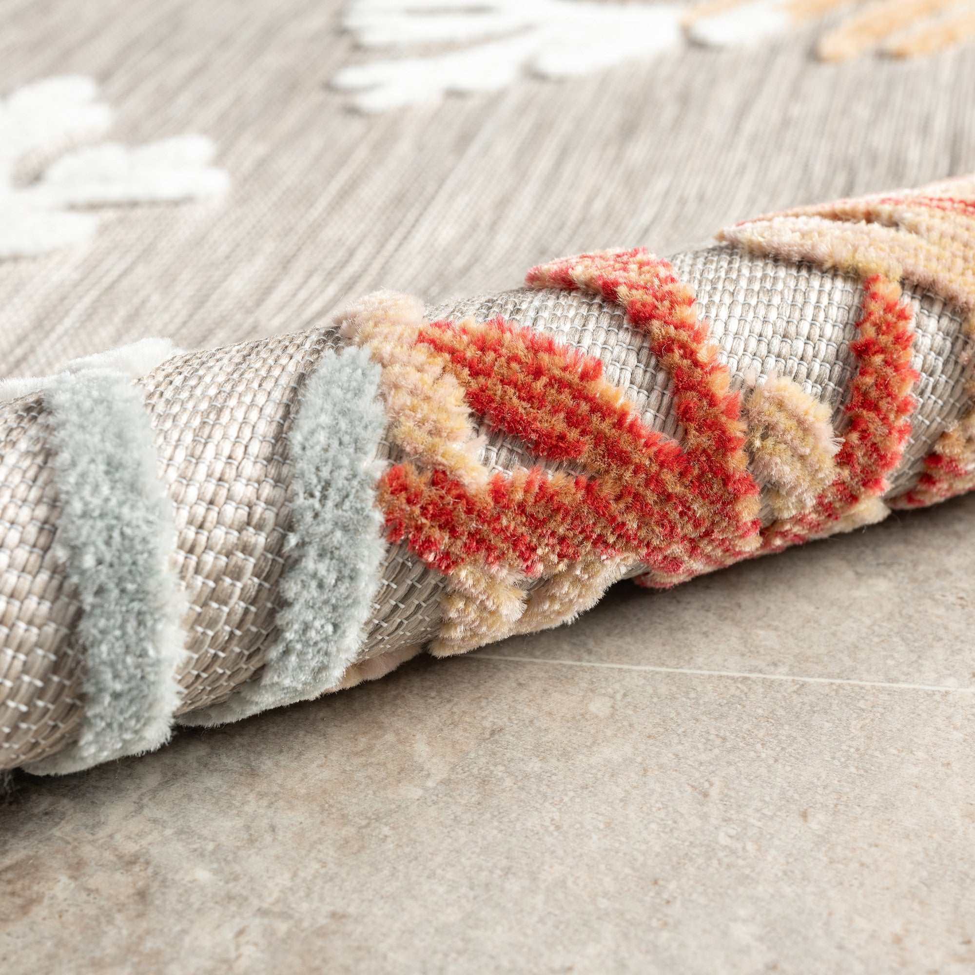 5' Beige And Orange Coral Round Rug - Home & Garden