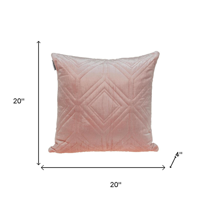 Pink Quilted Diamonds Velvet Solid Color Throw Pillow - Home Decor