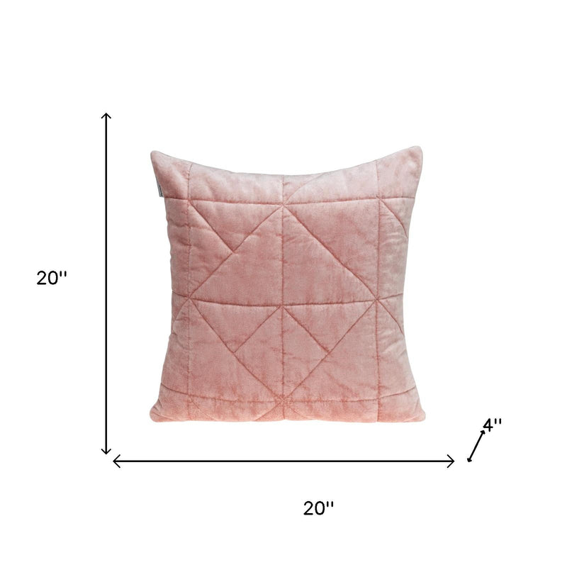 Pink Chunky Geo Stitched Velvet Decorative Throw Pillow - Home Decor