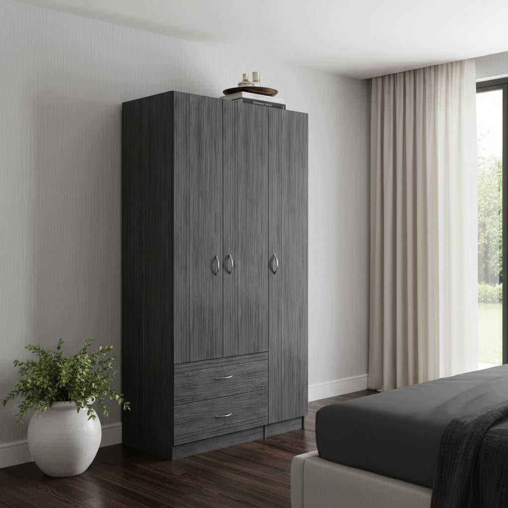 71" Gray And White Wood Two Drawer Combo Dresser - Bed & Bath