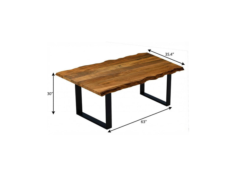 63" Brown And Black Solid Wood Sled Base Dining Table - Kitchen & Dining