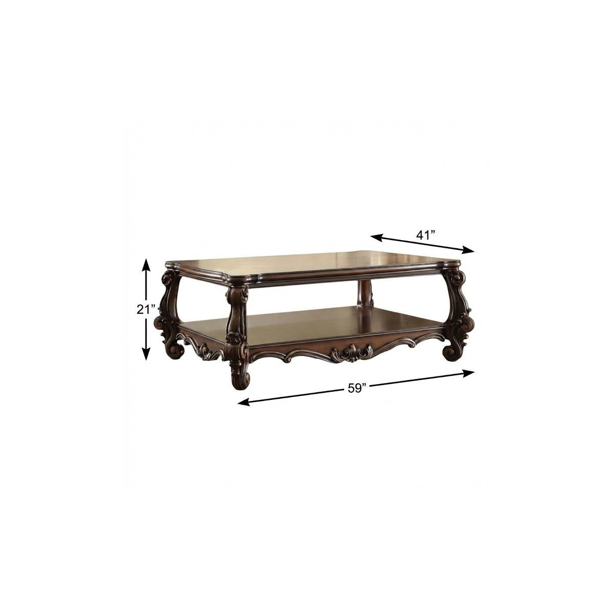 59" Brown and Dark Brown Wood Coffee Table With Shelf - Living Room