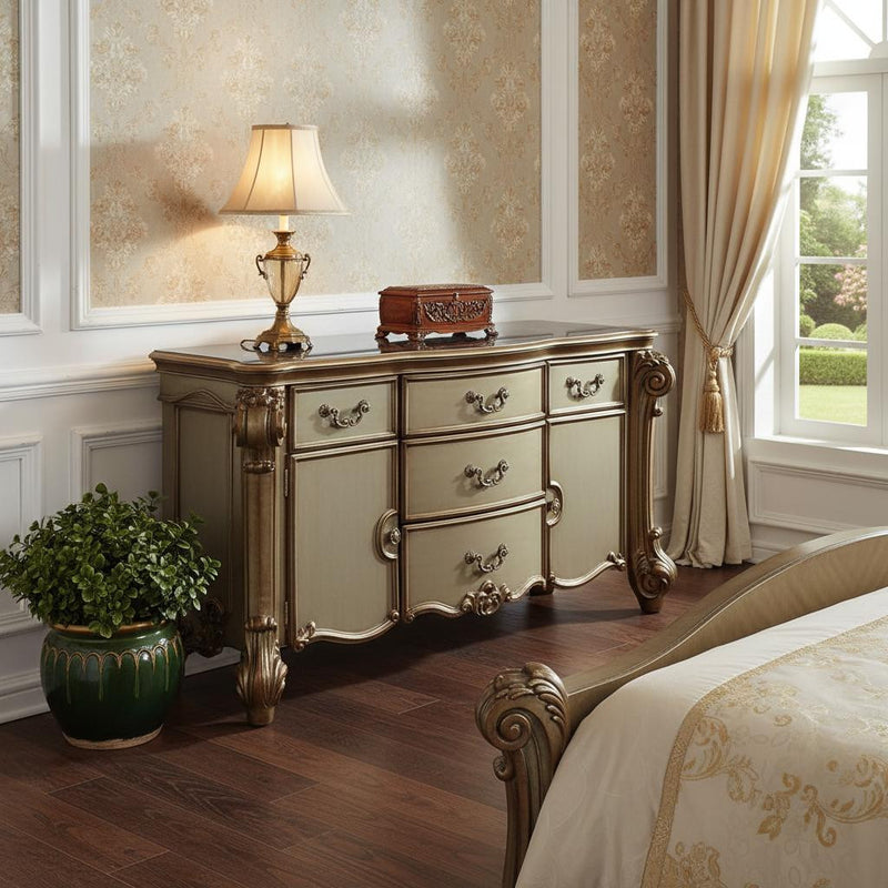 71" Gold Solid Wood Dresser - Bed & Bath