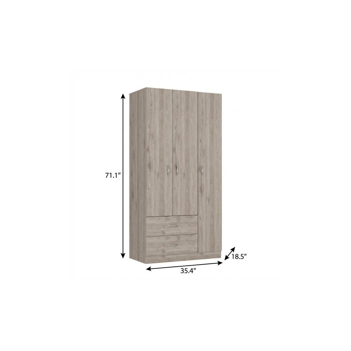 71" Light Gray Wood Two Drawer Combo Dresser - Bed & Bath