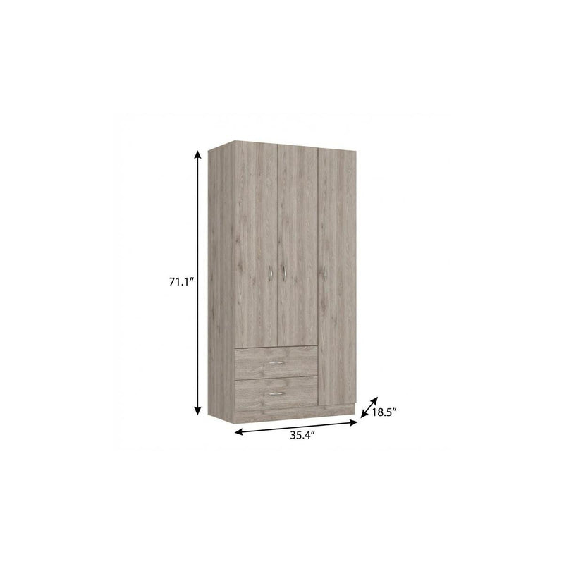 71" Light Gray Wood Two Drawer Combo Dresser - Bed & Bath
