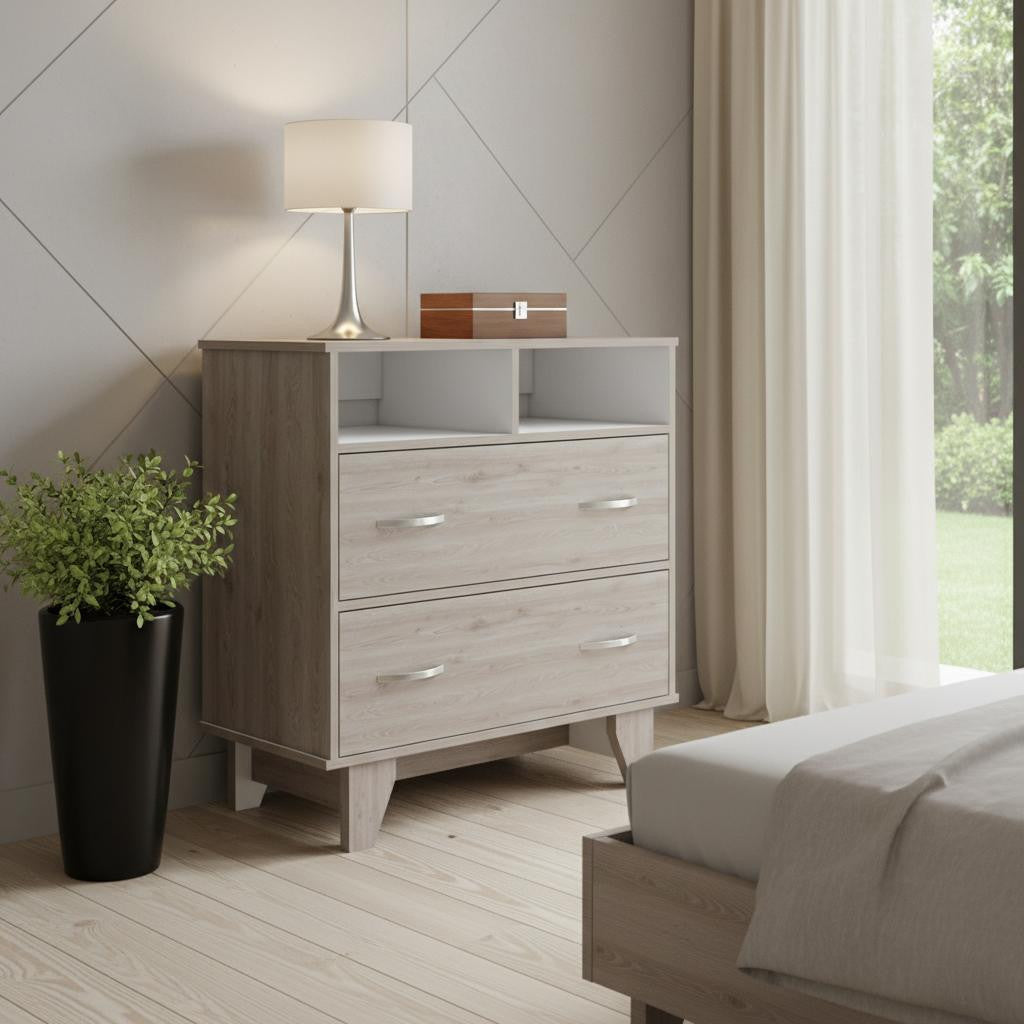 32" Light Grey Manufactured Wood Two Drawer Dresser - Bed & Bath