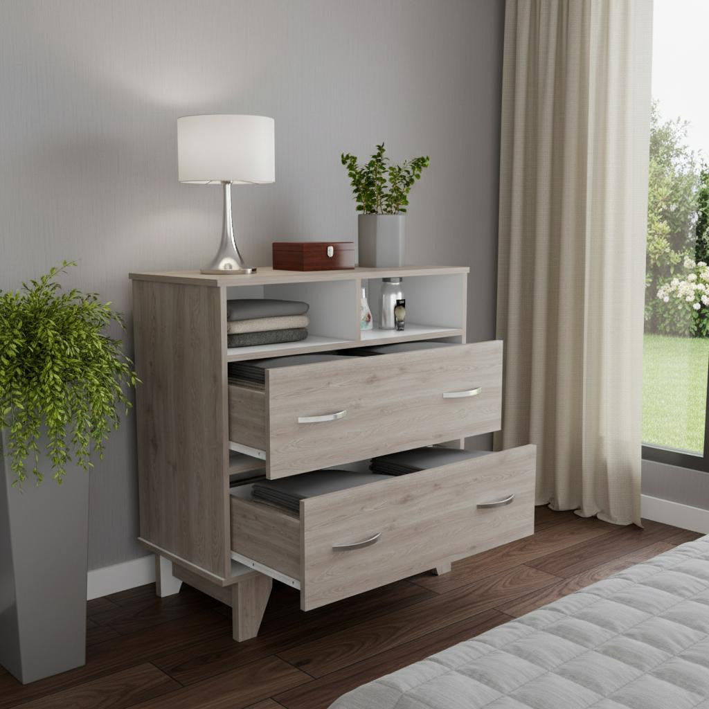 32" Light Grey Manufactured Wood Two Drawer Dresser - Bed & Bath