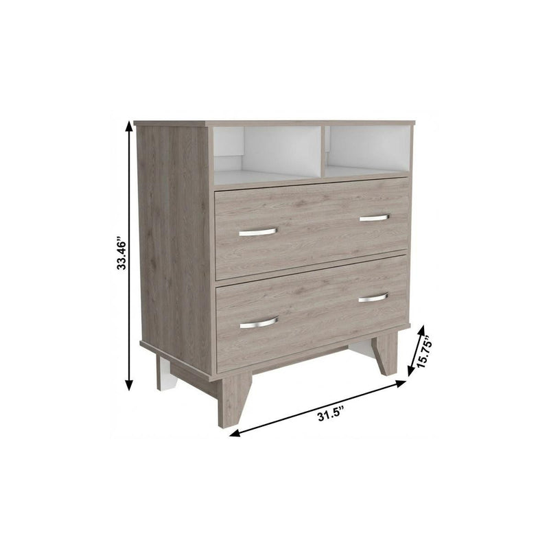 32" Light Grey Manufactured Wood Two Drawer Dresser - Bed & Bath