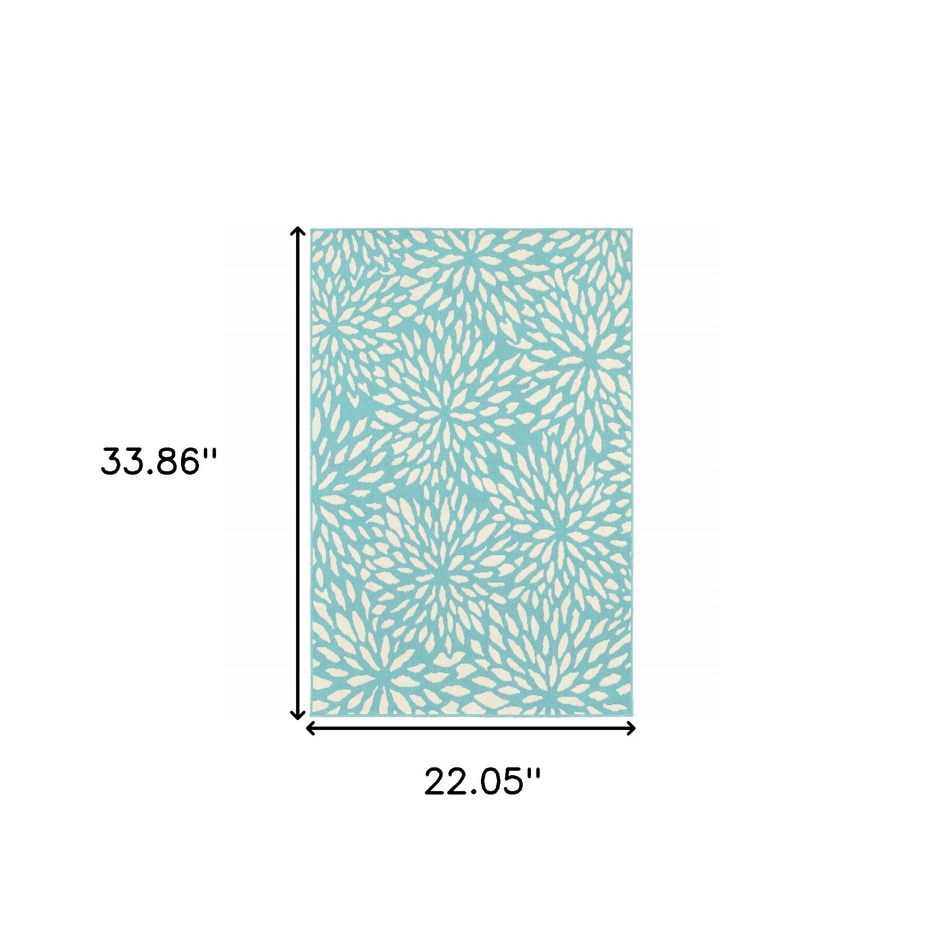 2' X 3' Blue and Ivory Floral Stain Resistant Indoor Outdoor Area Rug - Outdoor