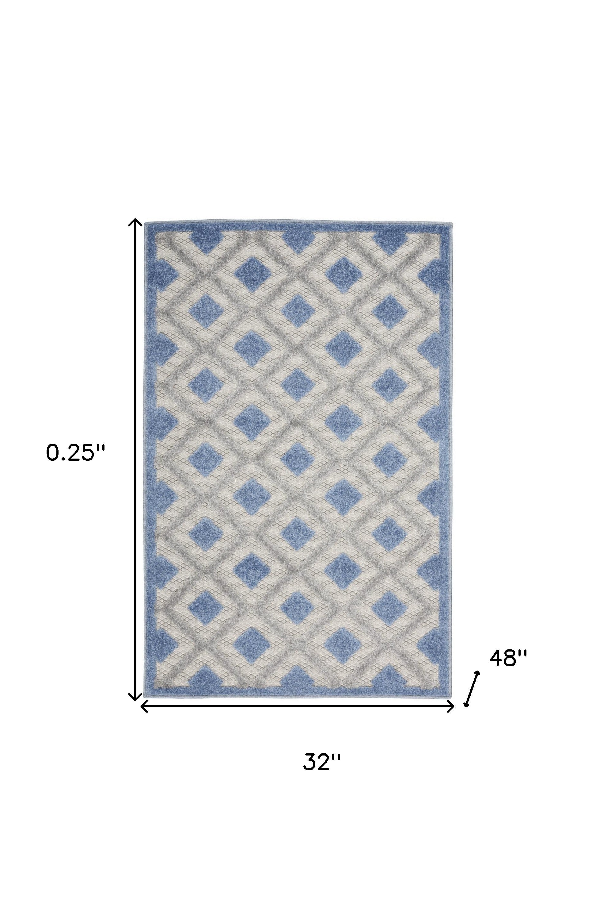 3' X 4' Blue And Gray Indoor Outdoor Area Rug - Outdoor