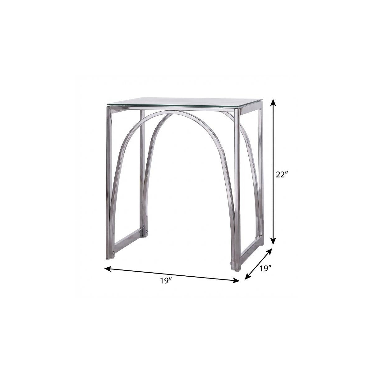 22" Chrome Glass And Iron Square End Table - Living Room