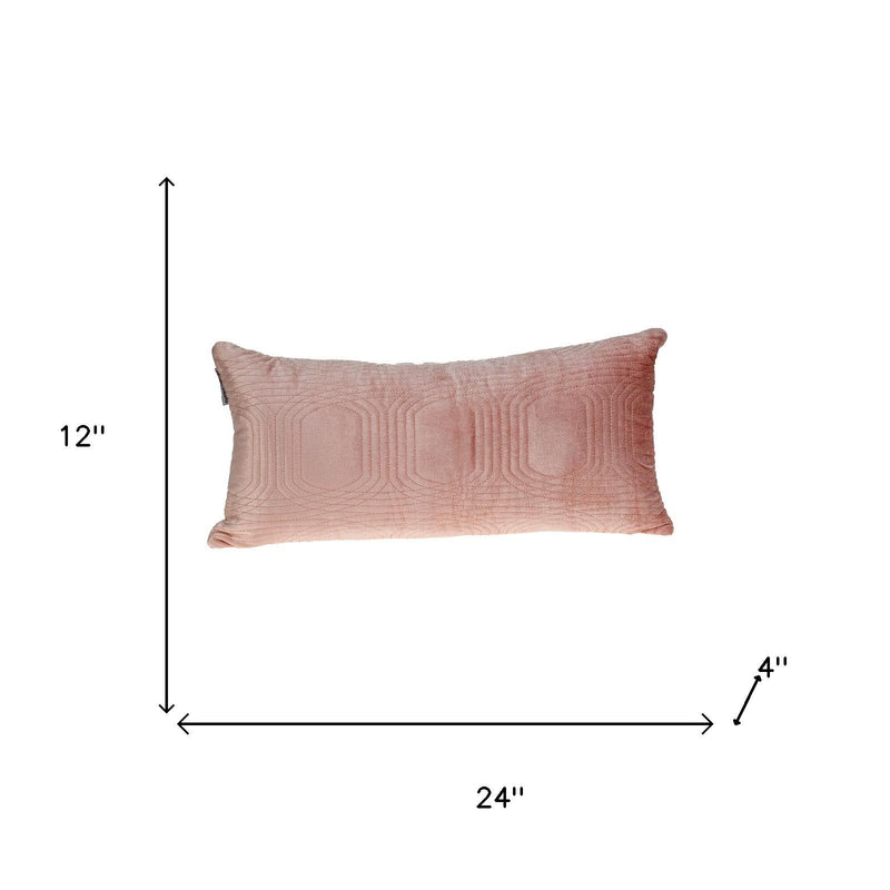 12" X 24" Pink Cotton Blend Throw Pillow - Home Decor