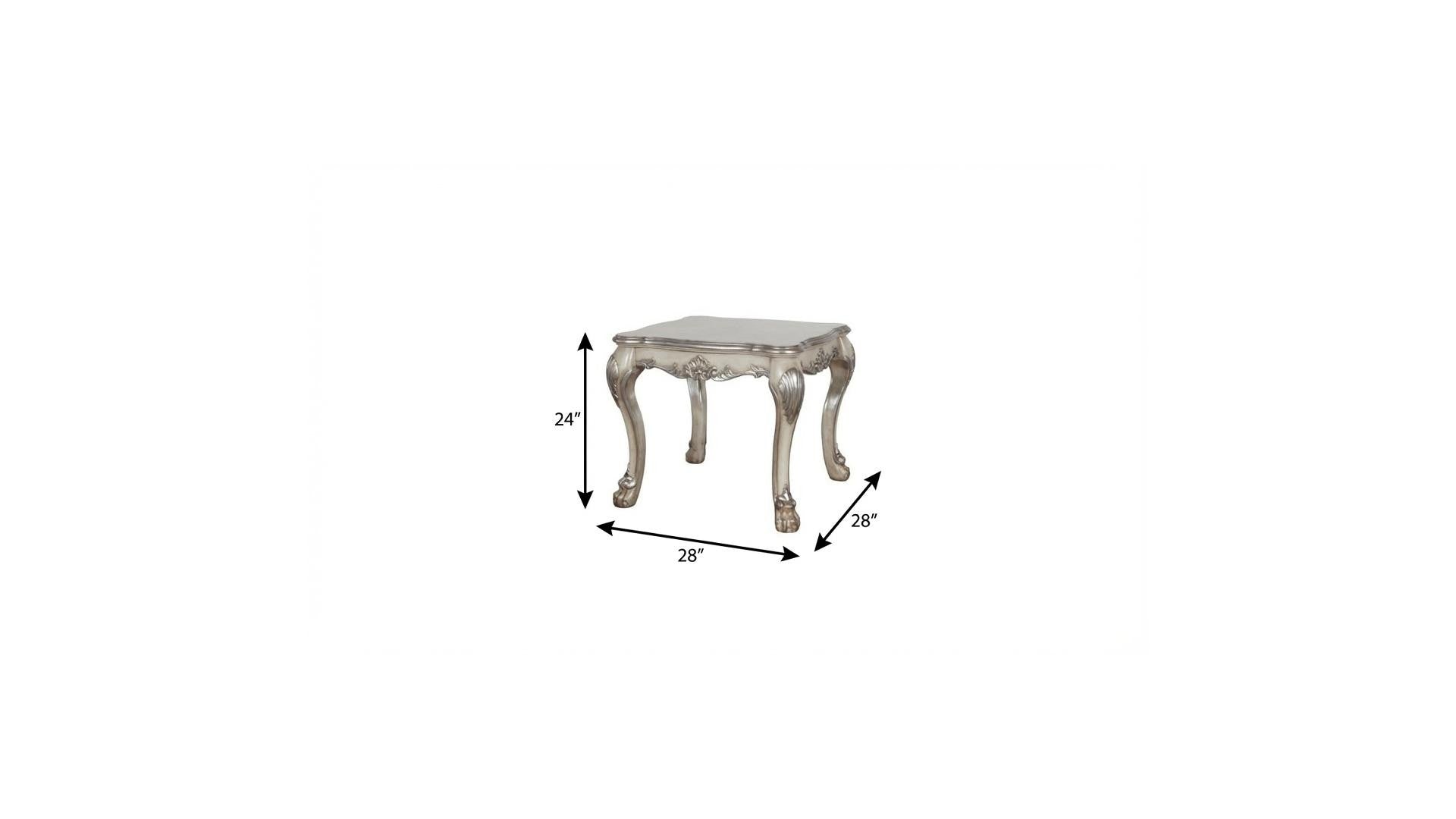 24" Vintage Bone White Solid Wood And Polyresin Square End Table - Living Room