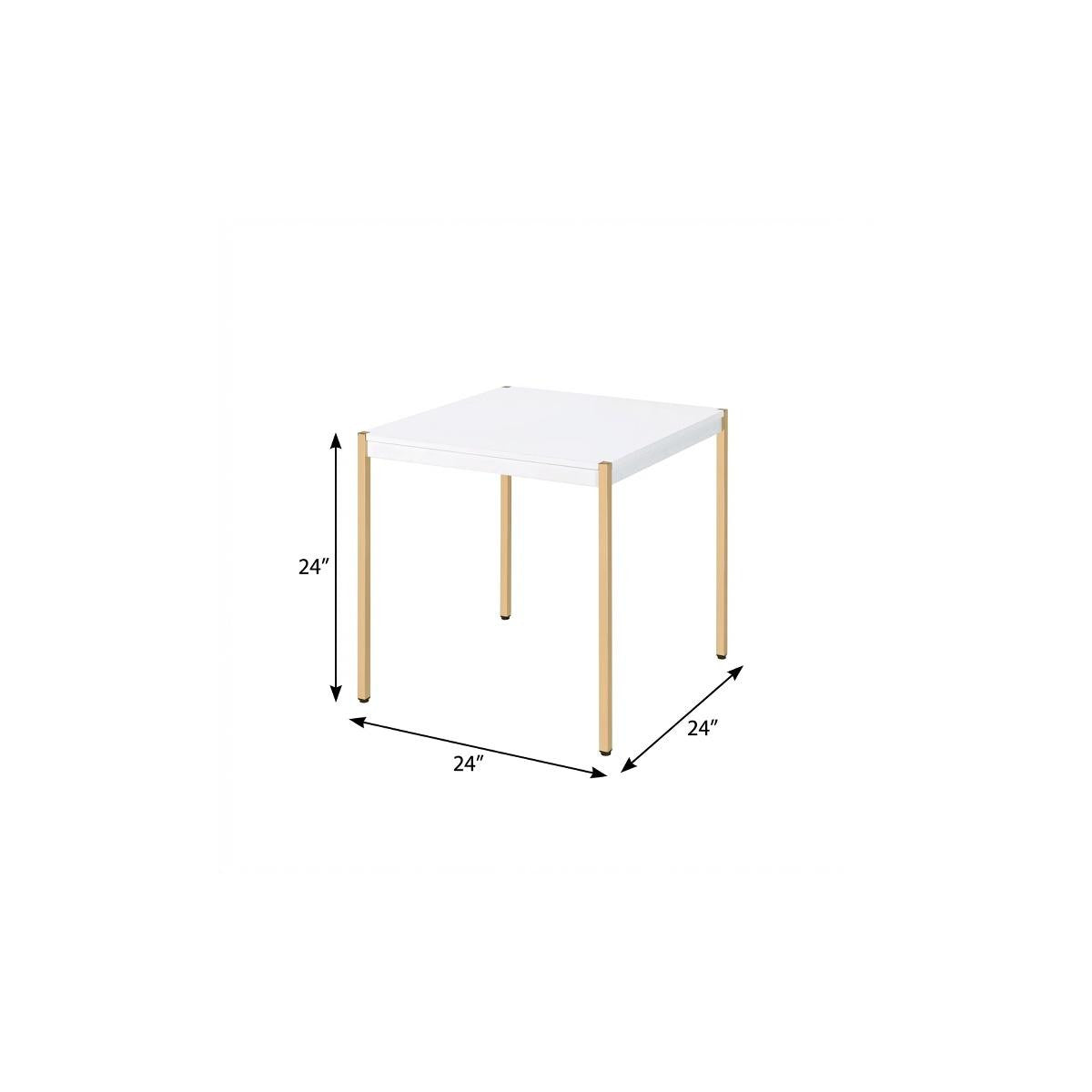 24" Gold And White Manufactured Wood Square End Table - Living Room