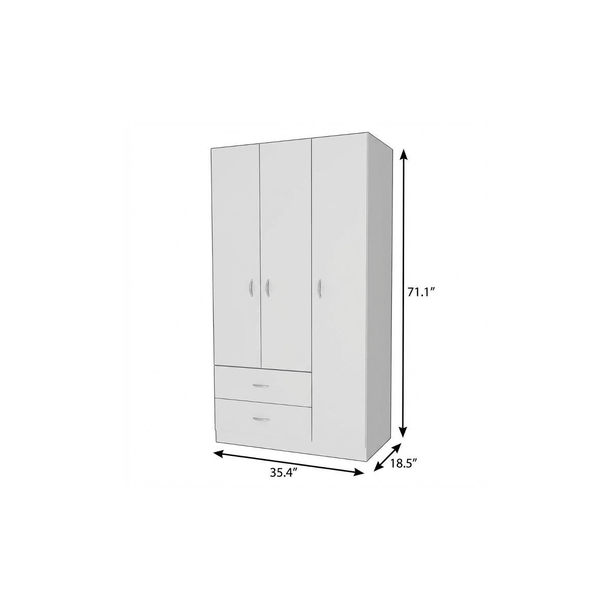 71" White Wood Two Drawer Combo Dresser - Bed & Bath