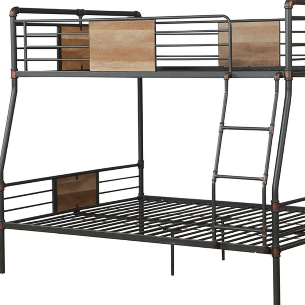 Black And Sand Full XL Over Queen Metal Bunk Bed - Bed & Bath