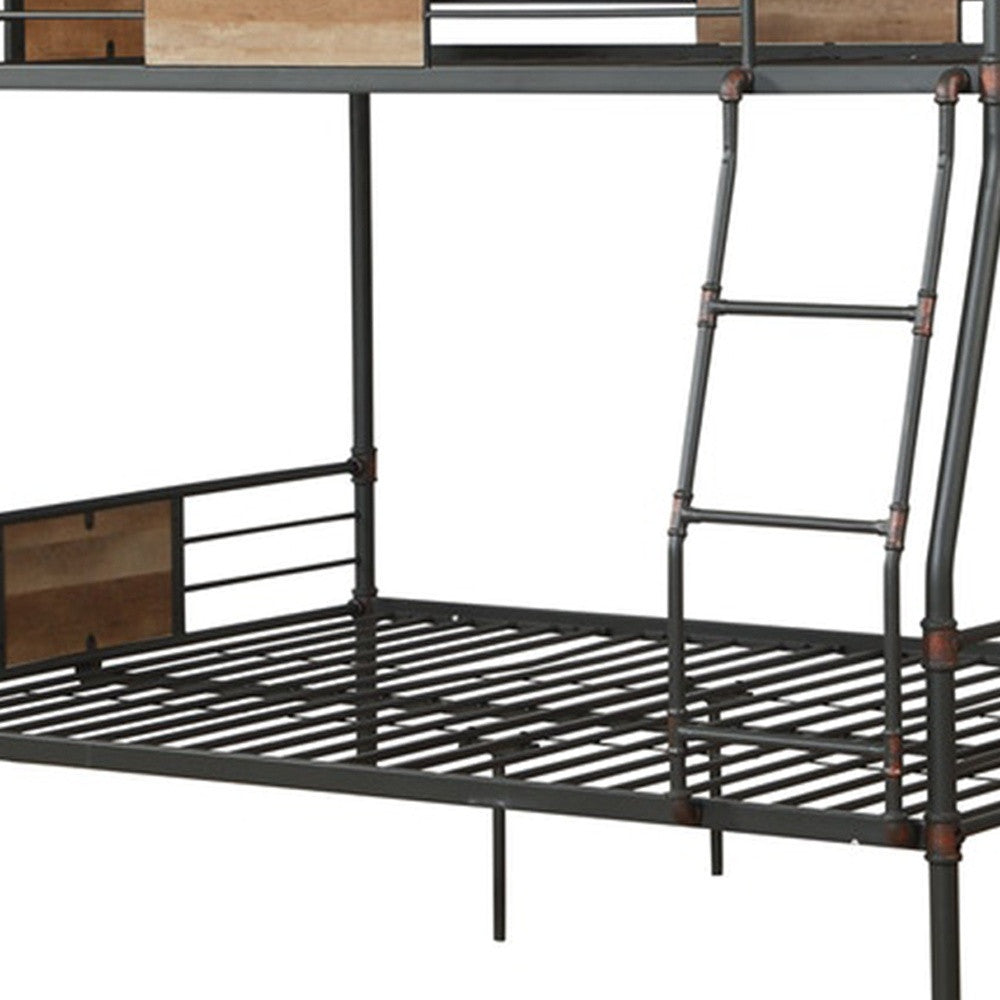 Black And Sand Full XL Over Queen Metal Bunk Bed - Bed & Bath