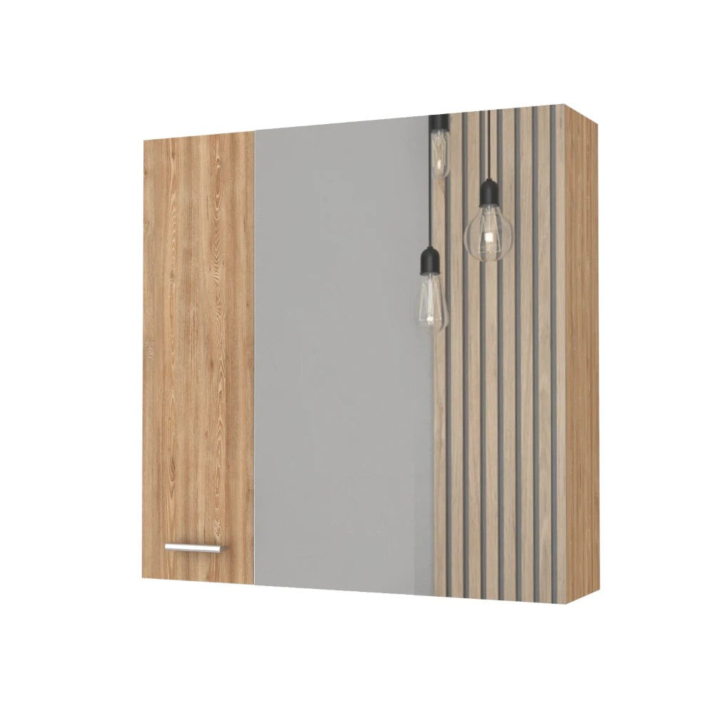 24" Natural Wood Floating Double Door Bathroom Vanity And Medicine Cabinet With Mirror - Bed & Bath