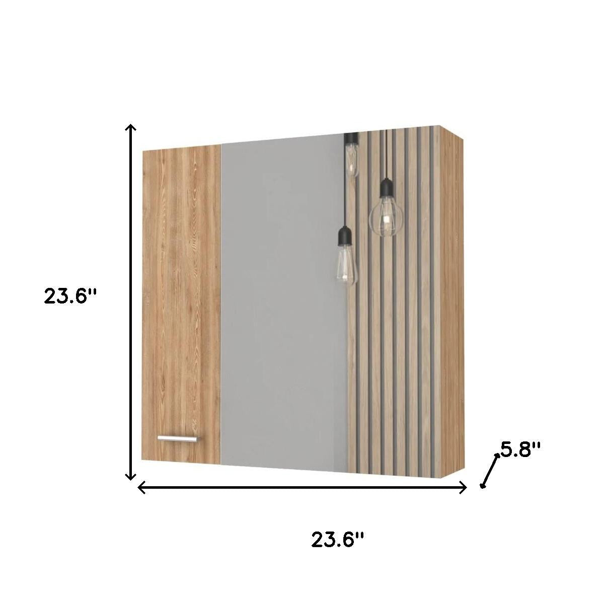 24" Natural Wood Floating Double Door Bathroom Vanity And Medicine Cabinet With Mirror - Bed & Bath